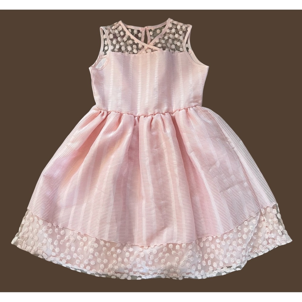 Samantha Says Pink Party‎ Dress Floral Lace Trim Girls Size 12